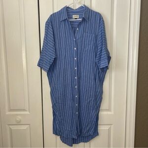 Universal Thread Blue and White Striped Casual linen blend shirt dress small
